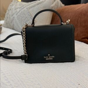 Kate Spade Dark Green Crossbody Bag with Gold Chain